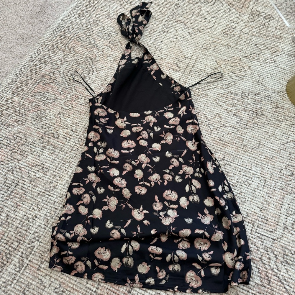 Kaylie Printed Halter Mini Dress Black Floral S - Picture 9 of 10